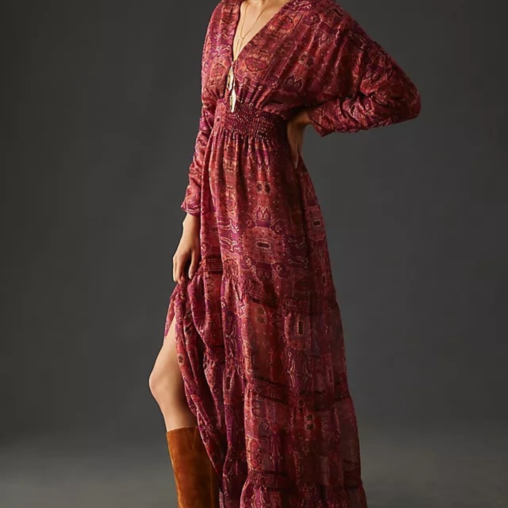 Misa Los Angeles Rich Burgundy Long Sleeve Dress